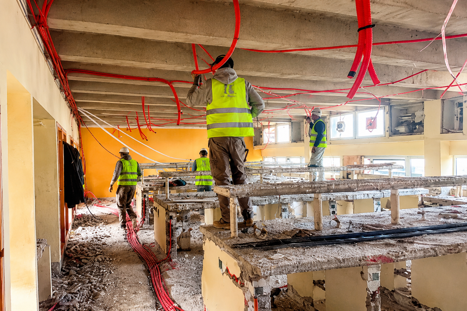 Travaux d’aménagement intérieur sur un chantier au Maroc