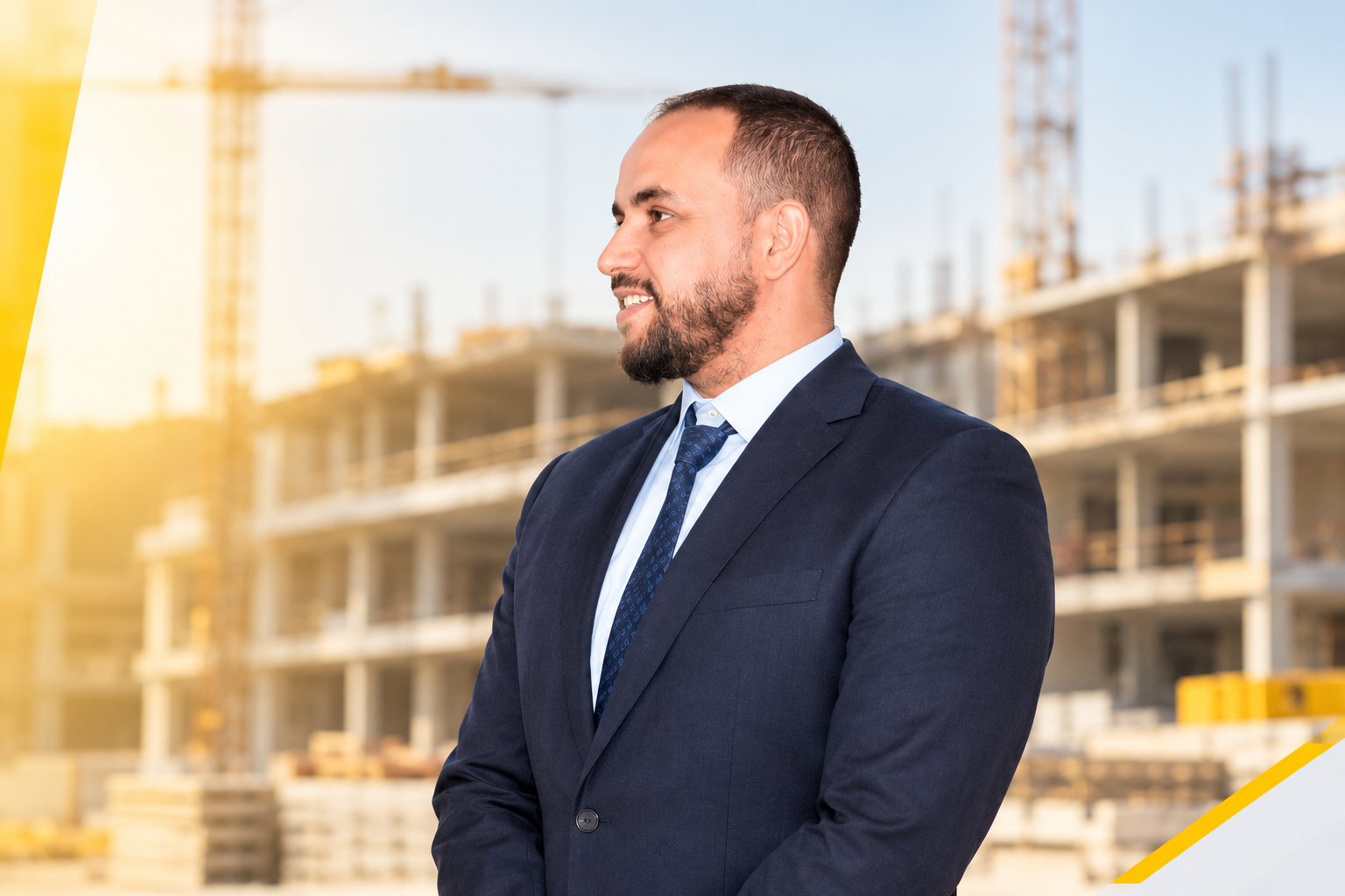 Youssef, directeur général de GOUTRAC, entreprise BTP à Kénitra, sur un chantier de construction